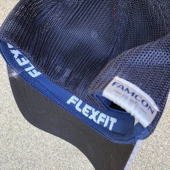 YUPOONG Flex Fit Famcon Trucker Hat Men's One Size Grey Blue Baseball Cap - Picture 4 of 7